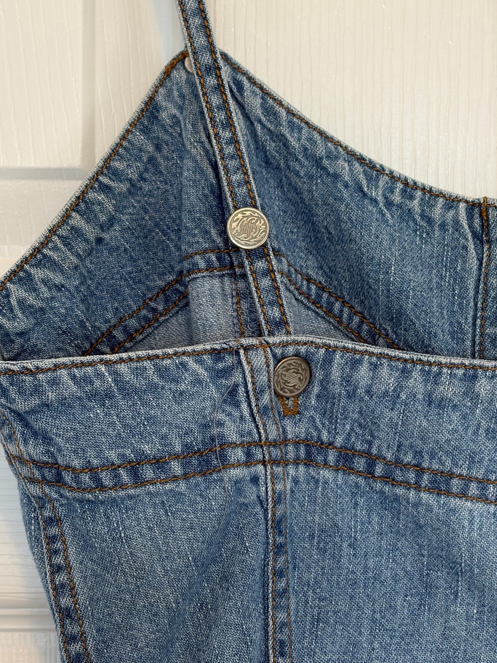 Vintage 90s Outlaw Made in USA Denim Button Front Mini Dress - Picture 6 of 8